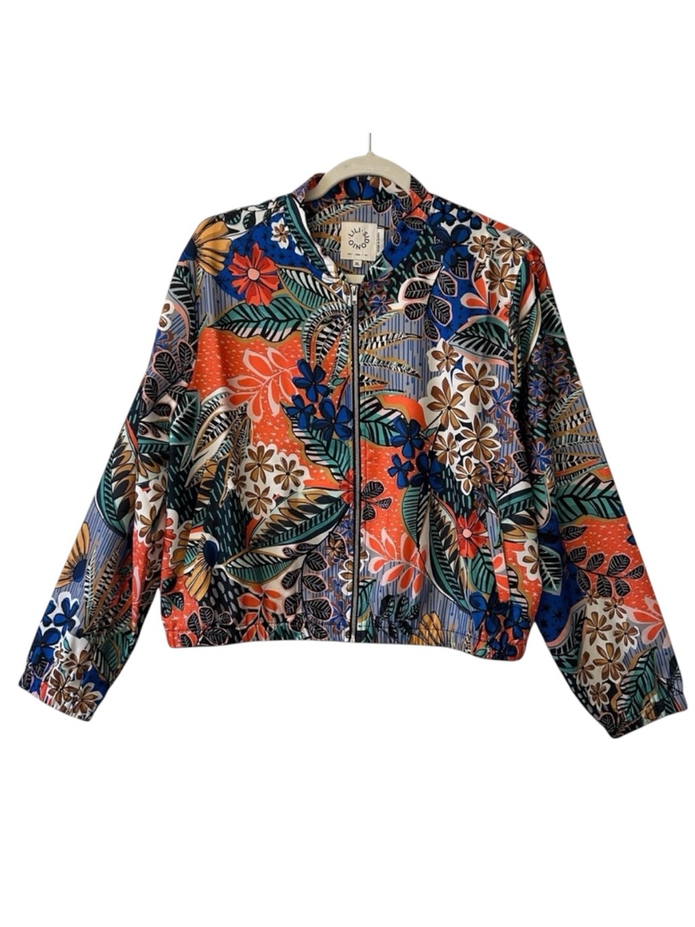 Lili Sidonio Women’s Multicolored Tropical Print Bomber Jacket - Extra Large